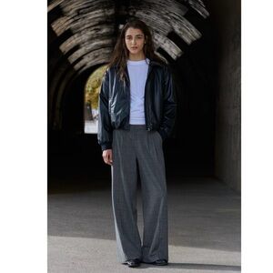 BNWT Gray Check Wide-Leg Chic Dress Pants | Size 14